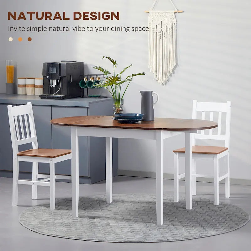 HOMCOM Table de cuisine 55 po en bois massif, Tables à abattants pour petits espaces, Table à manger pliante