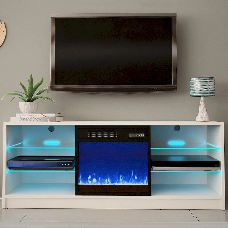 Meuble TV moderne Manhattan Electric Fireplace de 58 pouces