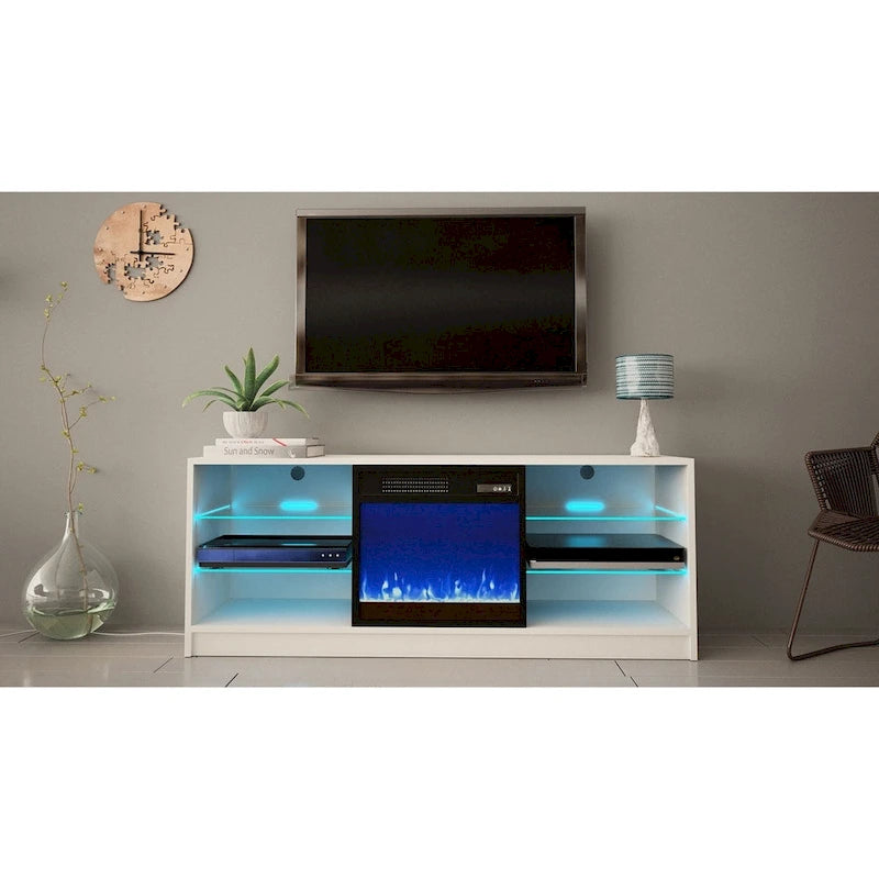 Meuble TV moderne Manhattan Electric Fireplace de 58 pouces