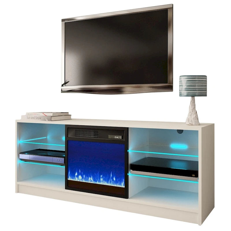 Meuble TV moderne Manhattan Electric Fireplace de 58 pouces
