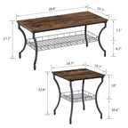 Ensemble de 3 tables basses d'appoint, style vintage avec 2 tables de bout