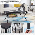 Ensemble de 3 tables basses d'appoint, style vintage avec 2 tables de bout