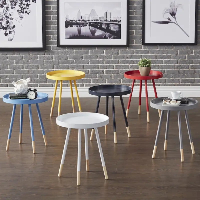 Marcella Paint-Dipped Round Tray-Top Side Table by iNSPIRE Q Modern