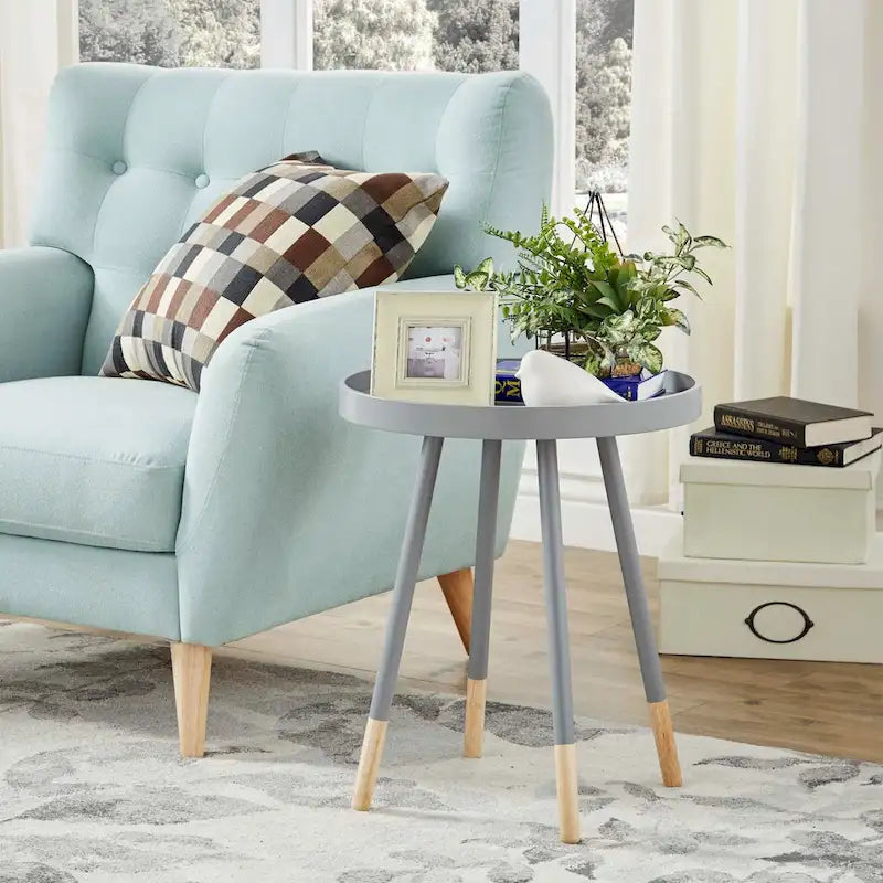 Table d'appoint ronde Marcella avec plateau amovible à rebords, de iNSPIRE Q Modern