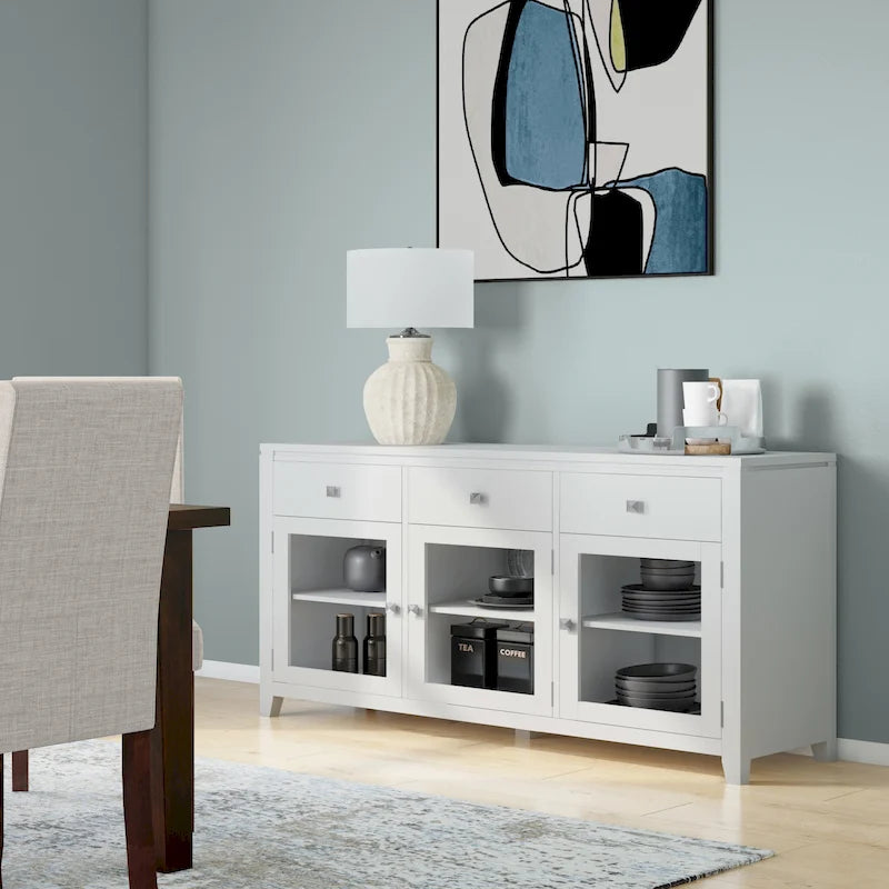 WYNDENHALL Essex Buffet en bois massif contemporain de 54 pouces de large, en acajou - 54 pouces de large