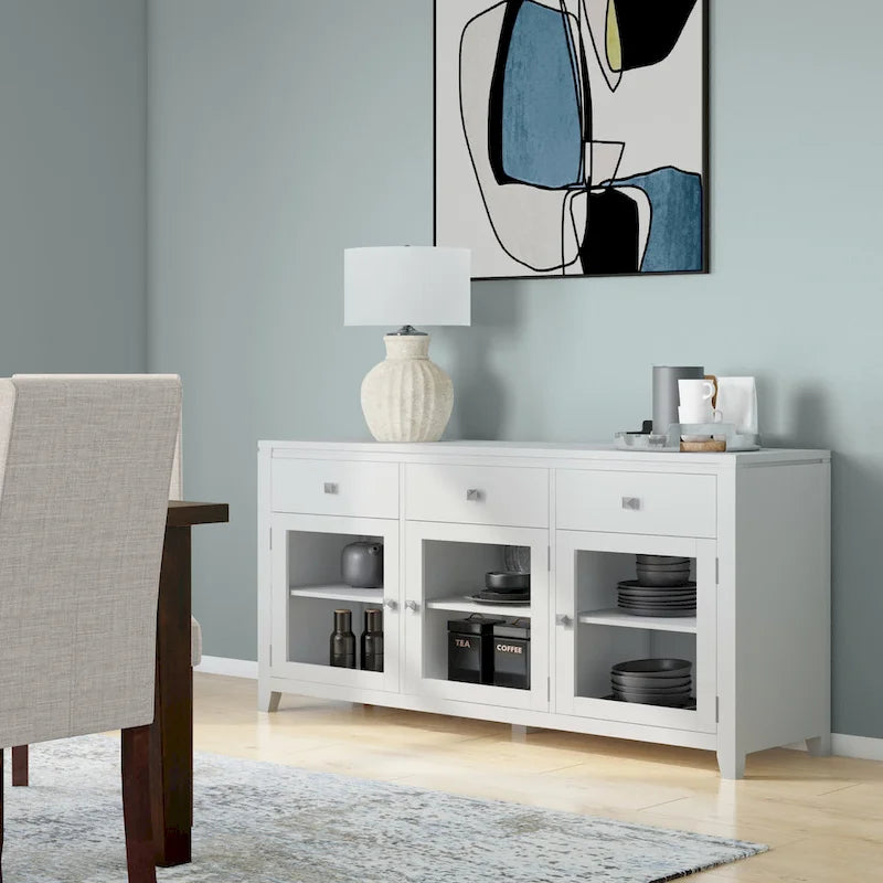 WYNDENHALL Essex Buffet en bois massif contemporain de 54 pouces de large, en acajou - 54 pouces de large