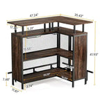 Meuble de bar d'angle en L, table de bar à liqueurs avec rangement à 2 niveaux - N/A