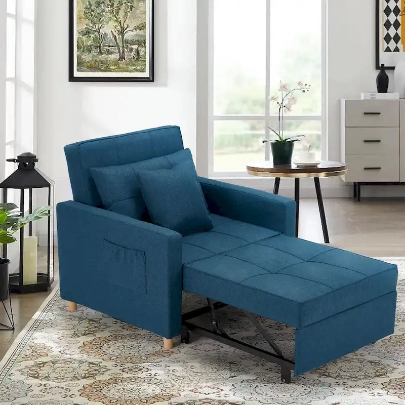 AECOJOY Lit Chaise Longue Ajustable 3-en-1 Canapé Futon Convertible
