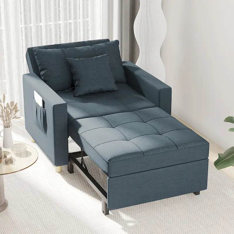 AECOJOY Lit Chaise Longue Ajustable 3-en-1 Canapé Futon Convertible