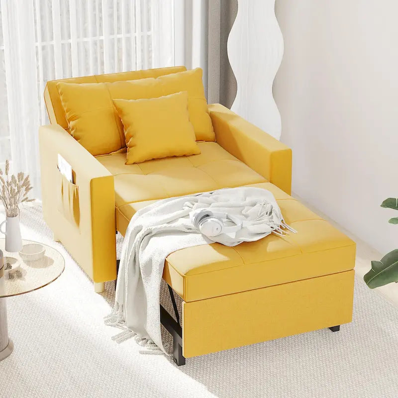 AECOJOY Lit Chaise Longue Ajustable 3-en-1 Canapé Futon Convertible