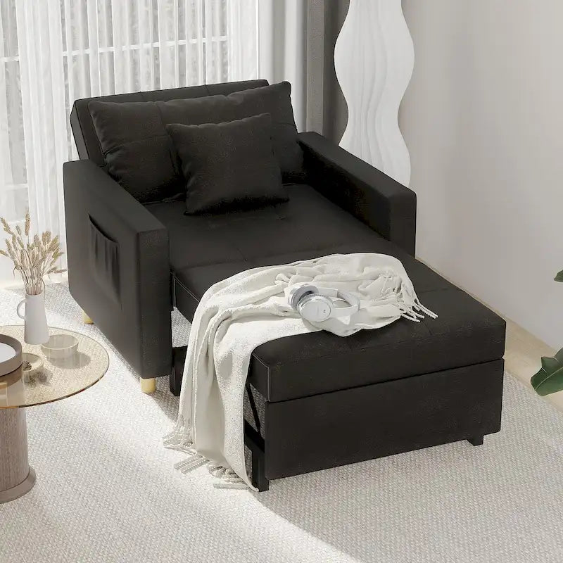AECOJOY Lit Chaise Longue Ajustable 3-en-1 Canapé Futon Convertible