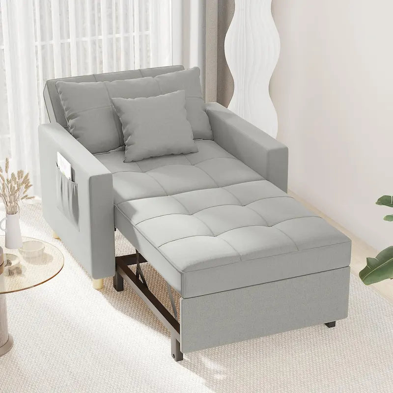 AECOJOY Lit Chaise Longue Ajustable 3-en-1 Canapé Futon Convertible