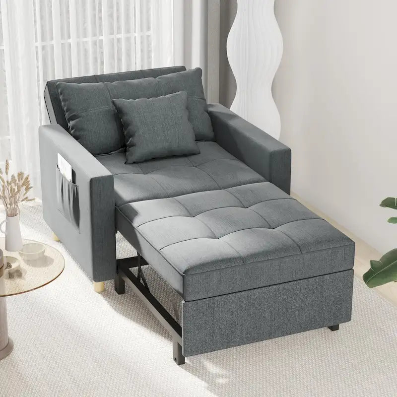 AECOJOY Lit Chaise Longue Ajustable 3-en-1 Canapé Futon Convertible
