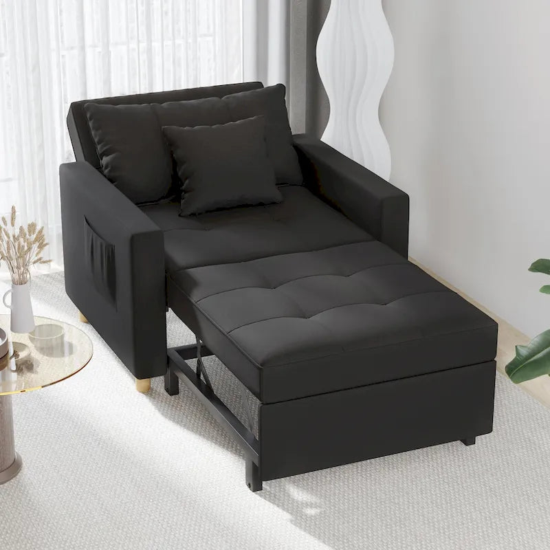 AECOJOY Lit Chaise Longue Ajustable 3-en-1 Canapé Futon Convertible