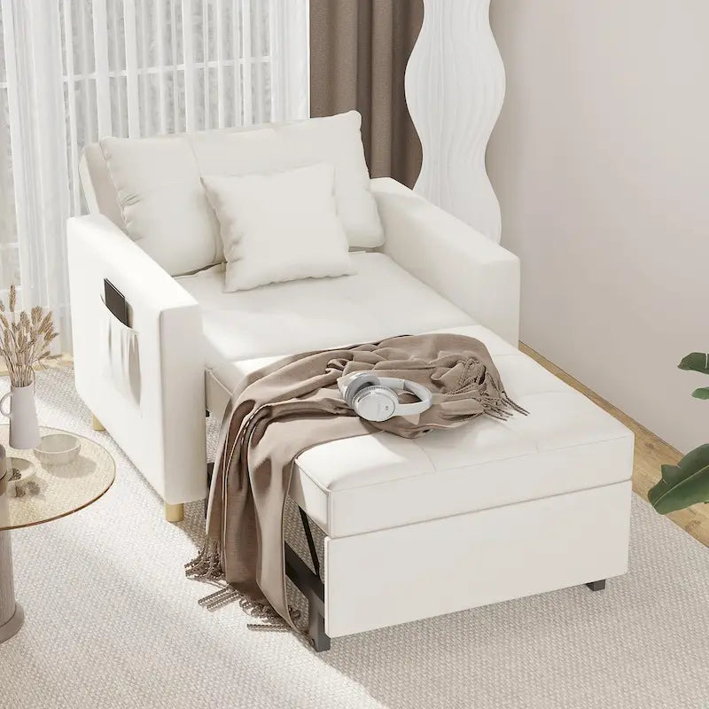 AECOJOY Lit Chaise Longue Ajustable 3-en-1 Canapé Futon Convertible
