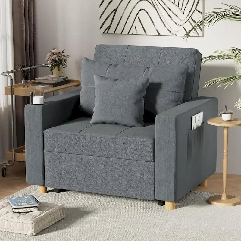 AECOJOY Lit Chaise Longue Ajustable 3-en-1 Canapé Futon Convertible