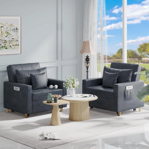 AECOJOY Lit Chaise Longue Ajustable 3-en-1 Canapé Futon Convertible