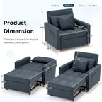 AECOJOY Lit Chaise Longue Ajustable 3-en-1 Canapé Futon Convertible