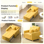 AECOJOY Lit Chaise Longue Ajustable 3-en-1 Canapé Futon Convertible