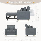 AECOJOY Lit Chaise Longue Ajustable 3-en-1 Canapé Futon Convertible