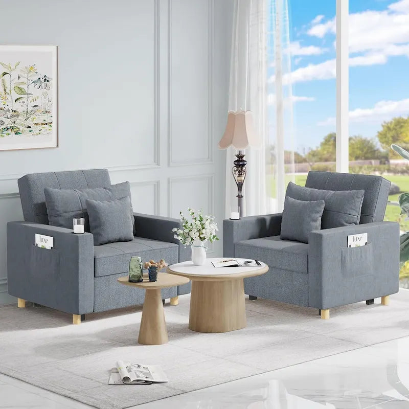 AECOJOY Lit Chaise Longue Ajustable 3-en-1 Canapé Futon Convertible