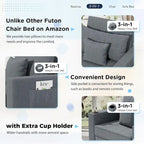 AECOJOY Lit Chaise Longue Ajustable 3-en-1 Canapé Futon Convertible