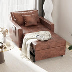 AECOJOY Lit Chaise Longue Ajustable 3-en-1 Canapé Futon Convertible