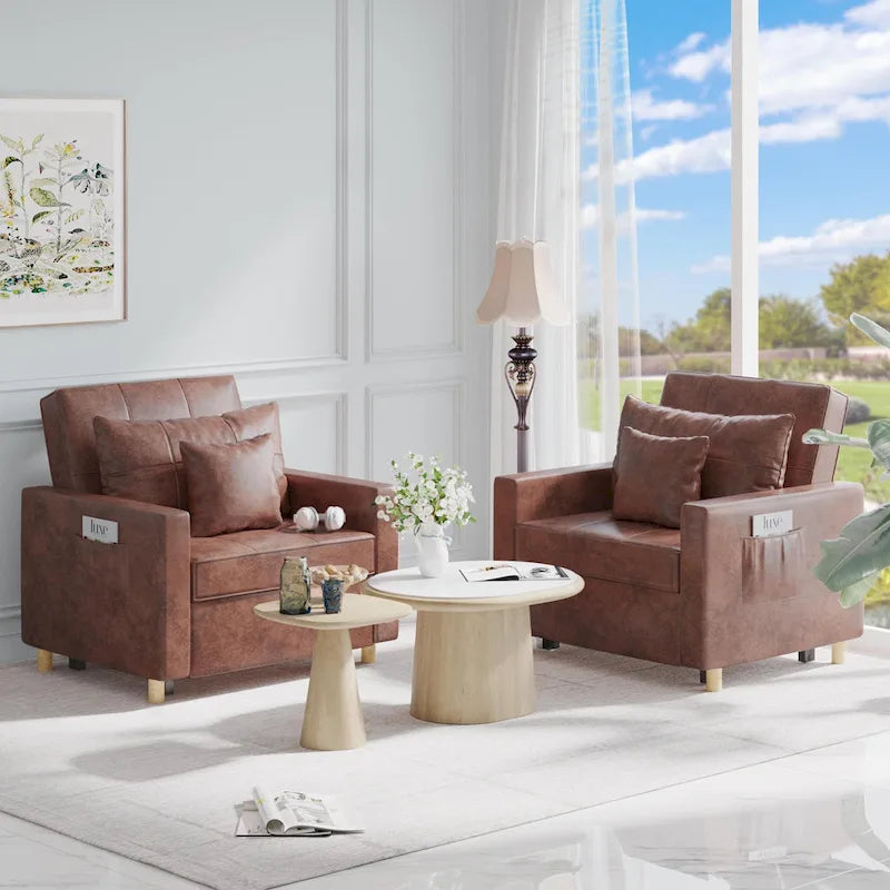 AECOJOY Lit Chaise Longue Ajustable 3-en-1 Canapé Futon Convertible