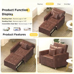 AECOJOY Lit Chaise Longue Ajustable 3-en-1 Canapé Futon Convertible