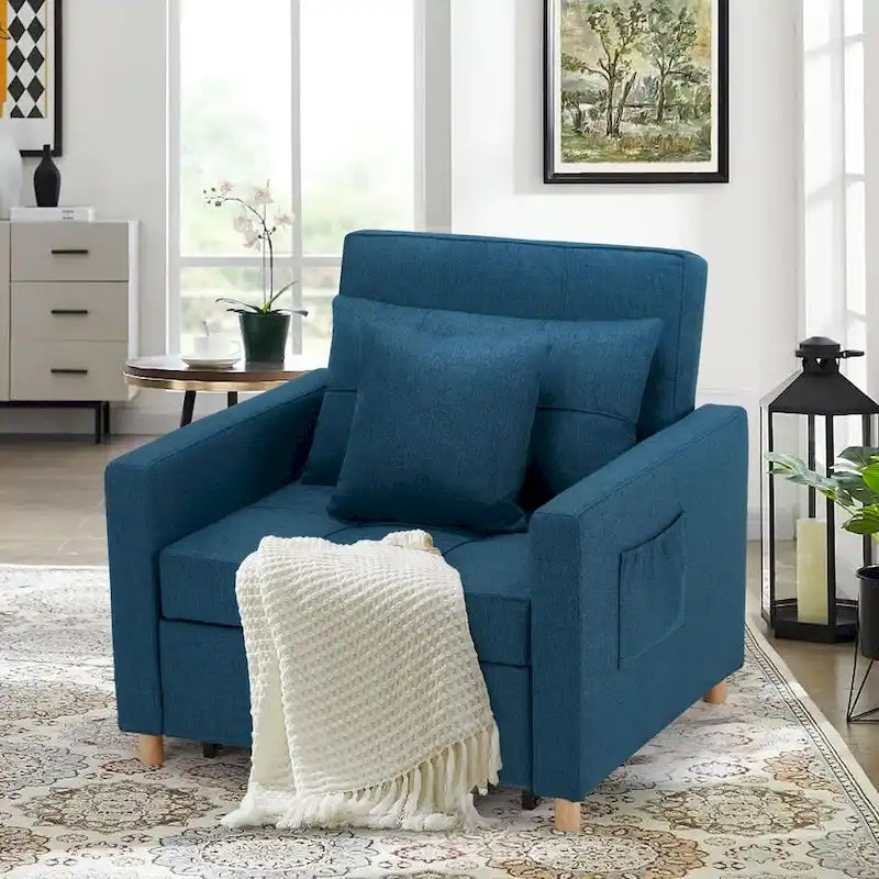 AECOJOY Lit Chaise Longue Ajustable 3-en-1 Canapé Futon Convertible