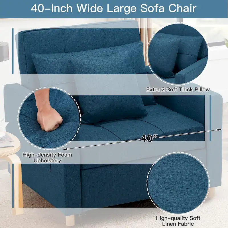 AECOJOY Lit Chaise Longue Ajustable 3-en-1 Canapé Futon Convertible