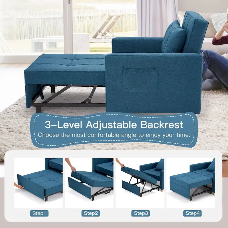 AECOJOY Lit Chaise Longue Ajustable 3-en-1 Canapé Futon Convertible