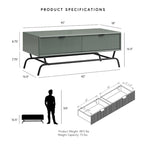 Table basse Denhour DH BASIC Modern 2 tiroirs de 42 pouces avec pieds en métal
