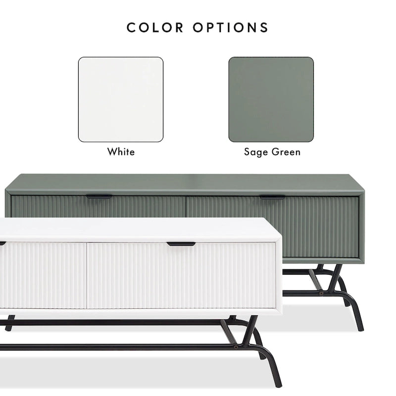 Table basse Denhour DH BASIC Modern 2 tiroirs de 42 pouces avec pieds en métal