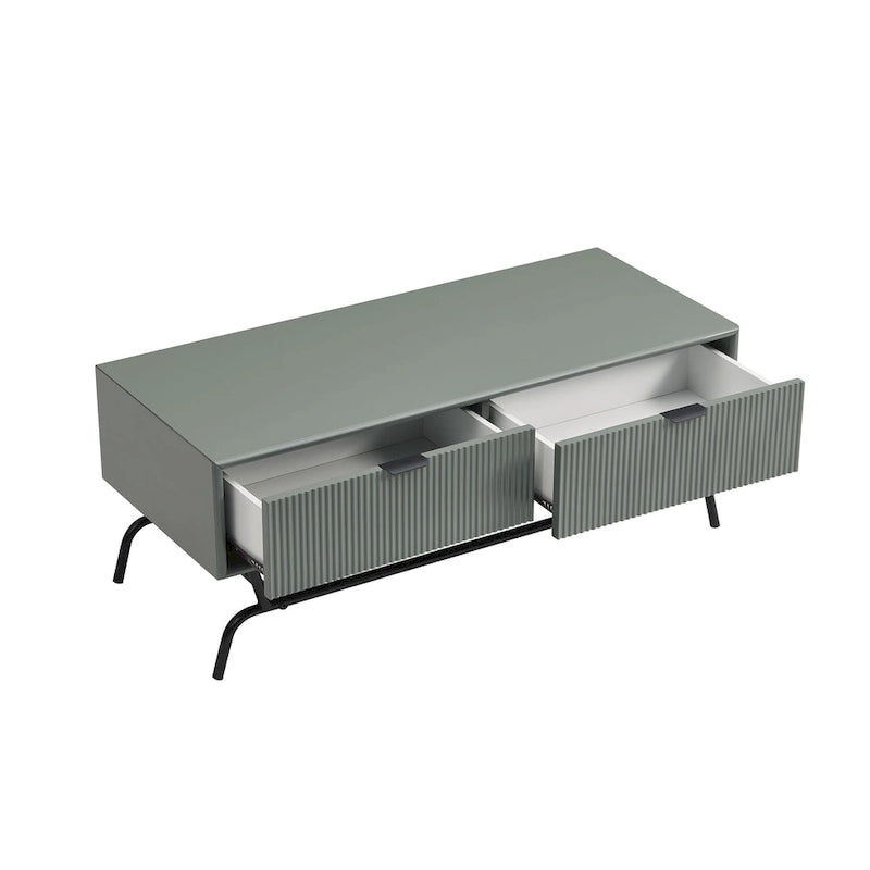 Table basse Denhour DH BASIC Modern 2 tiroirs de 42 pouces avec pieds en métal