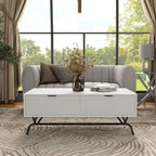 Table basse Denhour DH BASIC Modern 2 tiroirs de 42 pouces avec pieds en métal