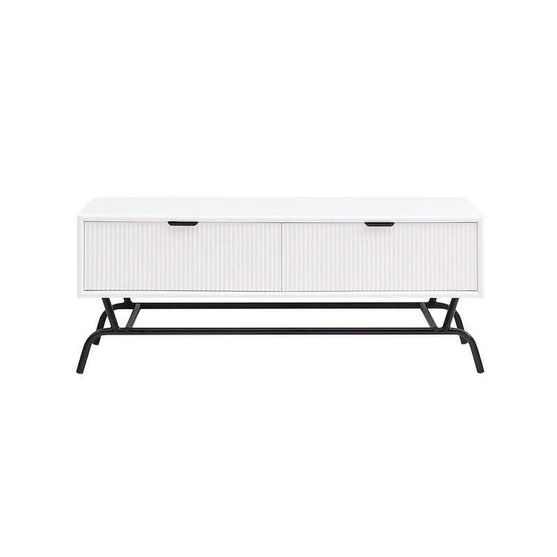 Table basse Denhour DH BASIC Modern 2 tiroirs de 42 pouces avec pieds en métal