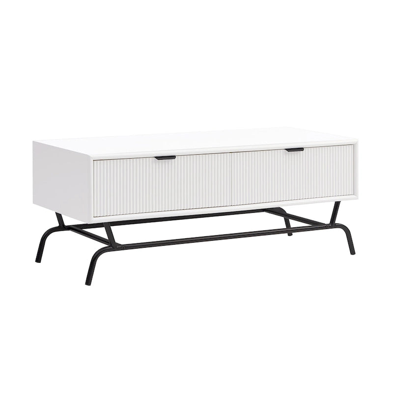 Table basse Denhour DH BASIC Modern 2 tiroirs de 42 pouces avec pieds en métal