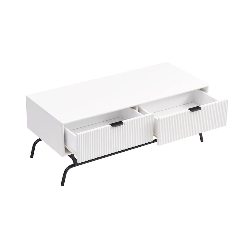 Table basse Denhour DH BASIC Modern 2 tiroirs de 42 pouces avec pieds en métal