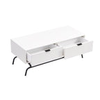 Table basse Denhour DH BASIC Modern 2 tiroirs de 42 pouces avec pieds en métal