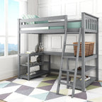 Lit mezzanine haut pour enfants Max and Lily, taille double, avec bureau et étagères intégrés