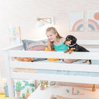 Lit mezzanine haut pour enfants Max and Lily, taille double, avec bureau et étagères intégrés