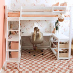 Lit mezzanine haut pour enfants Max and Lily, taille double, avec bureau et étagères intégrés