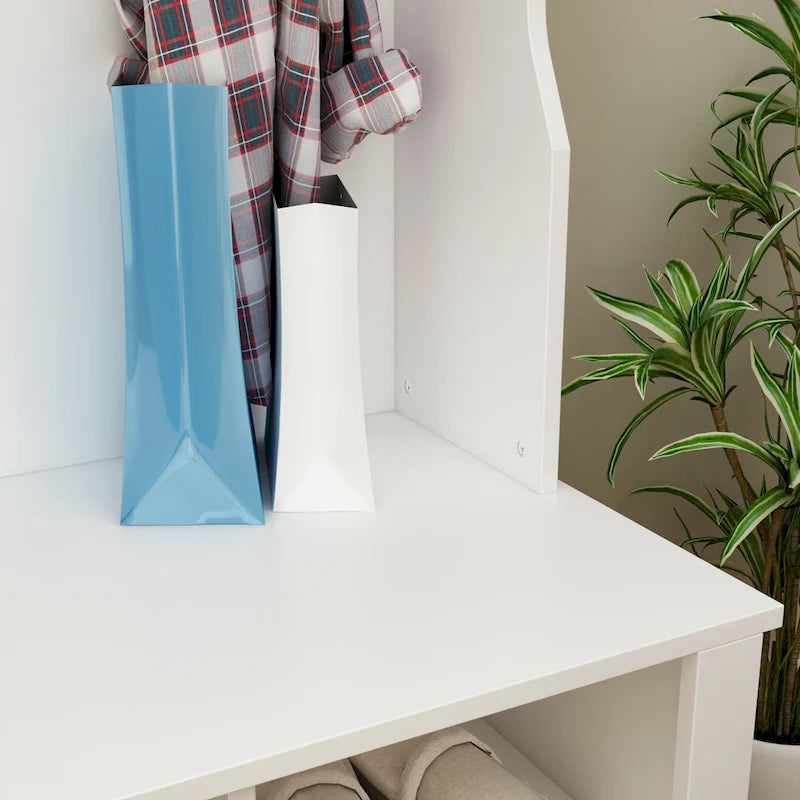 39.8 Meuble d'entrée large avec banc et placard à chaussures