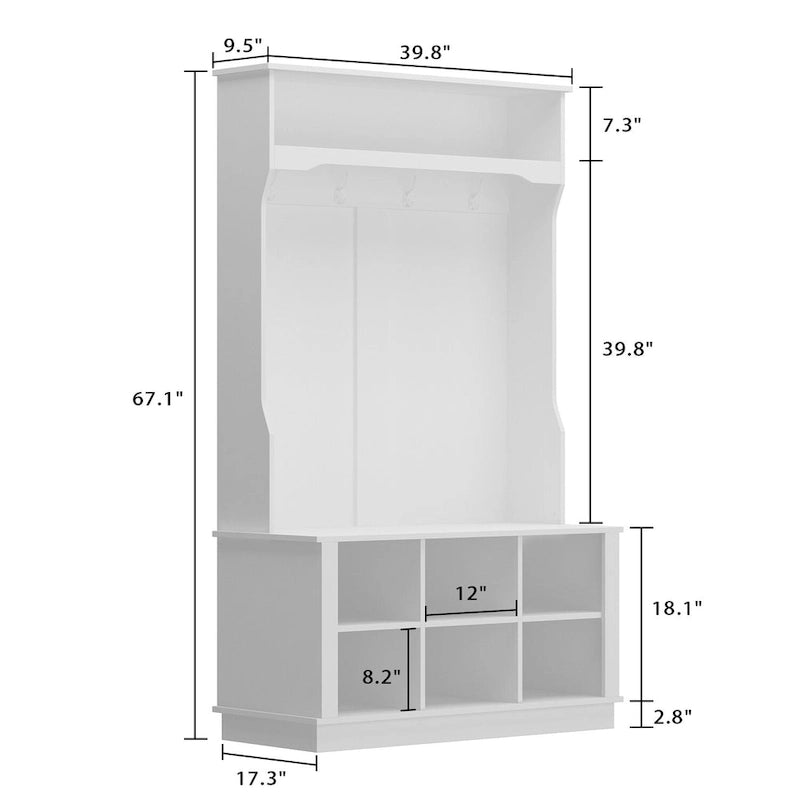 39.8 Meuble d'entrée large avec banc et placard à chaussures