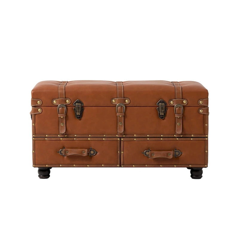 COZAYH Banc de Rangement Vintage avec Coffre, Armoire avec Fermeture à Loquet et Boucle pour Chambre à Coucher, Organisateur de Maison Décoratif