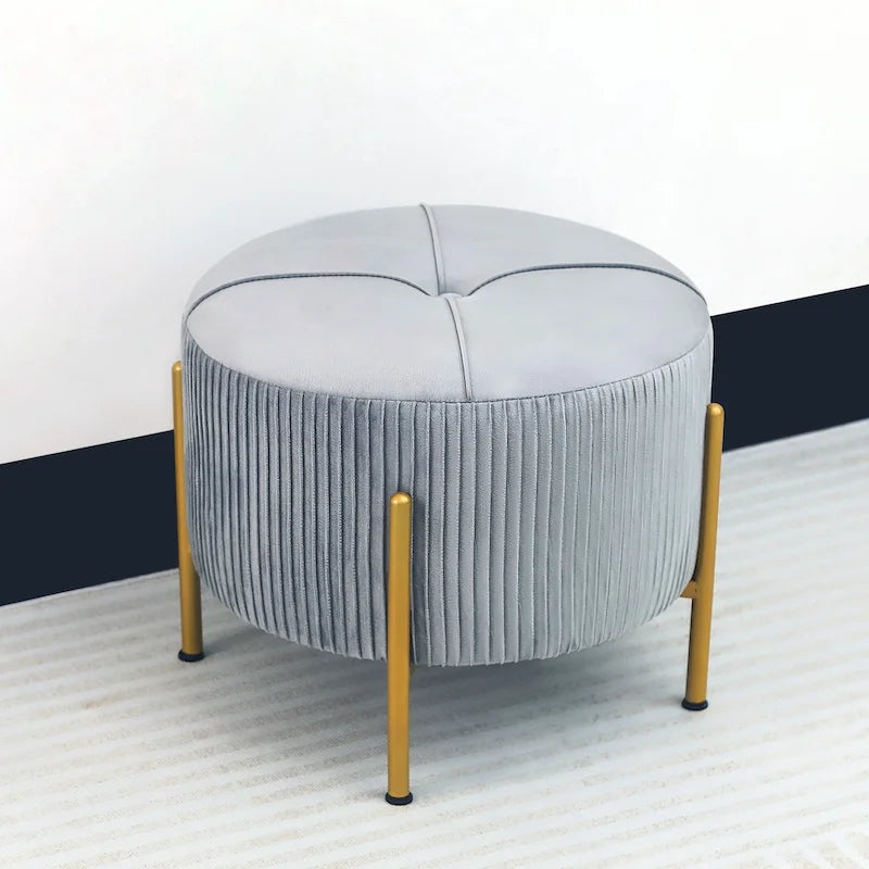 Repose-pieds rond Adeco, pouf de 16,5 po avec pieds en métal