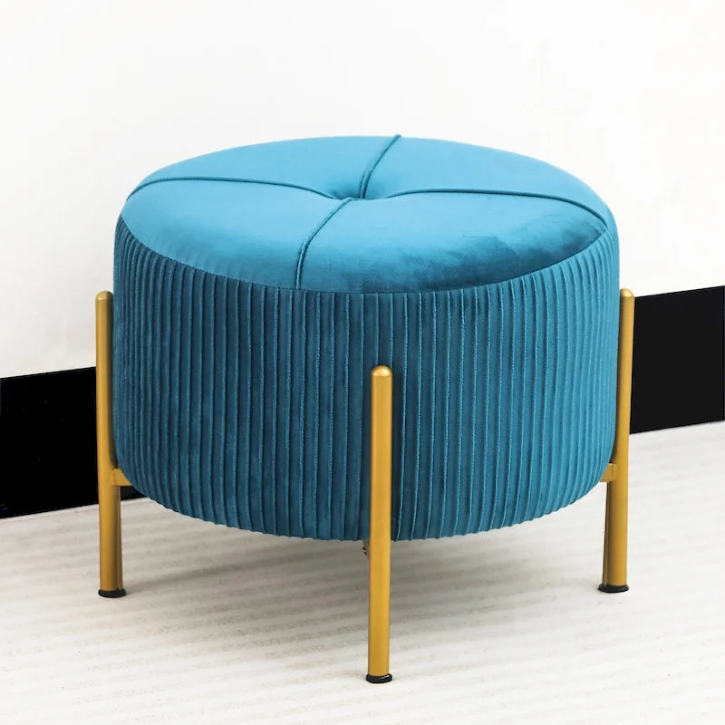 Repose-pieds rond Adeco, pouf de 16,5 po avec pieds en métal