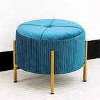 Adeco Round Ottoman 16.5 Foot Rest Stool with Metal Legs