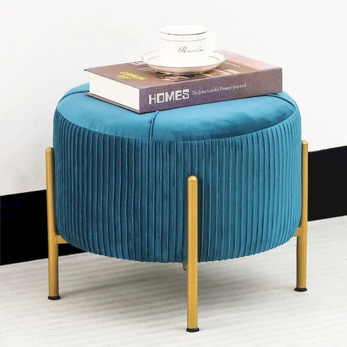 Repose-pieds rond Adeco, pouf de 16,5 po avec pieds en métal